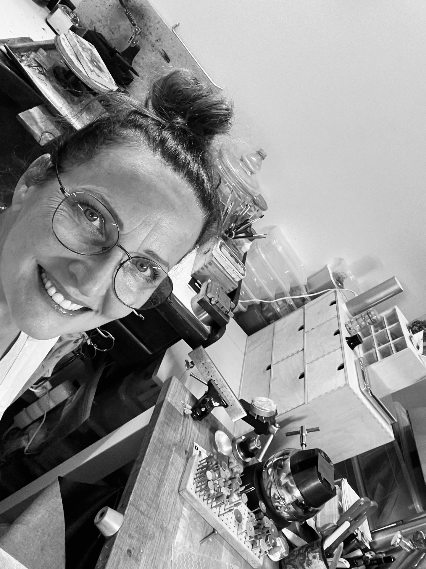 Darina in her workshop, her happy place